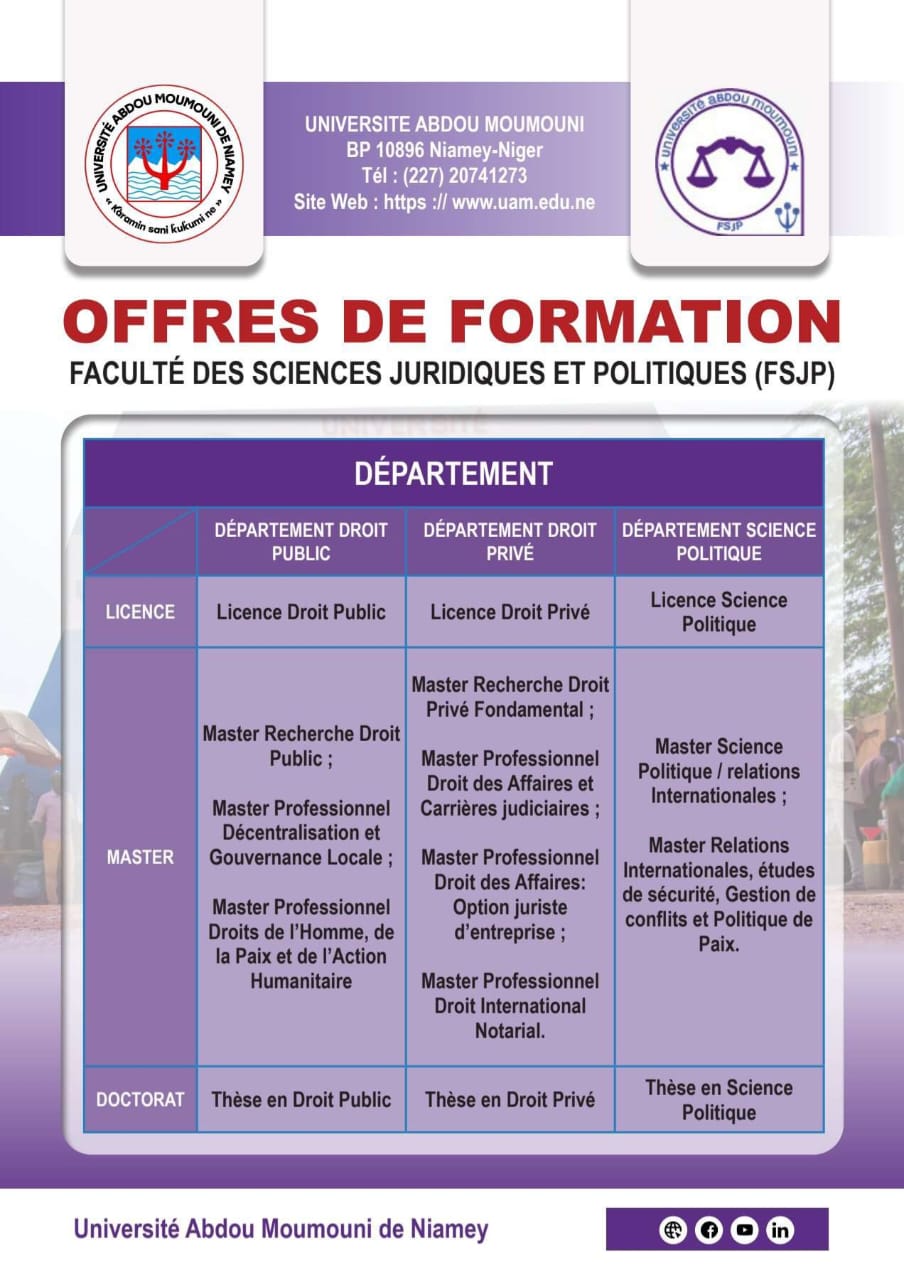 Offres de formation FSJP