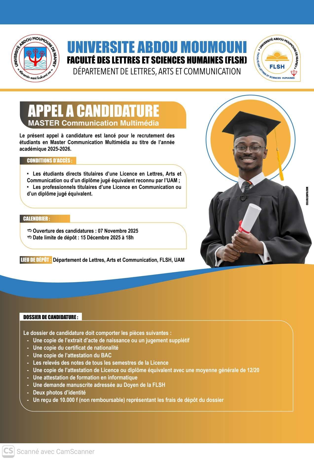 Appel à Candidature – Master Communication Multimédia (2025-2026)